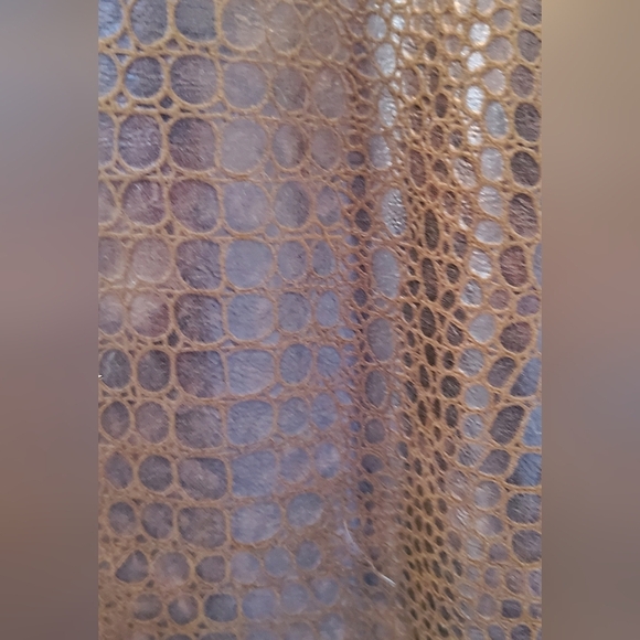 Chico's Croc Embossed Studded Beaded Reptile Faux Leather Bomber Jacket Size 12 - Picture 9 of 10